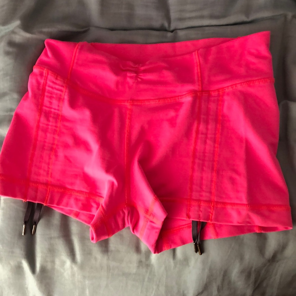 Lululemon bright pink yoga shorts